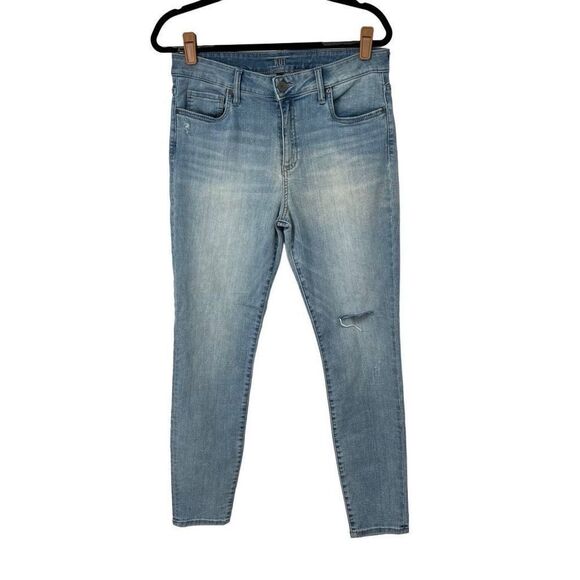 Kut From The Kloth High Rise Ankle Skinny Light Wash Knee Slit Jeans Sz 12 Women - Picture 1 of 8